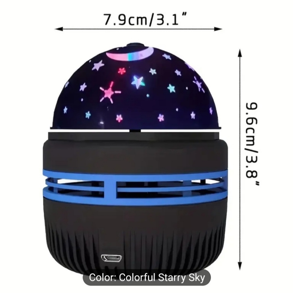 USB Moon & Stars Night Light w/ Auto-Rotating Projector, Touch Control - Picture 5 of 12